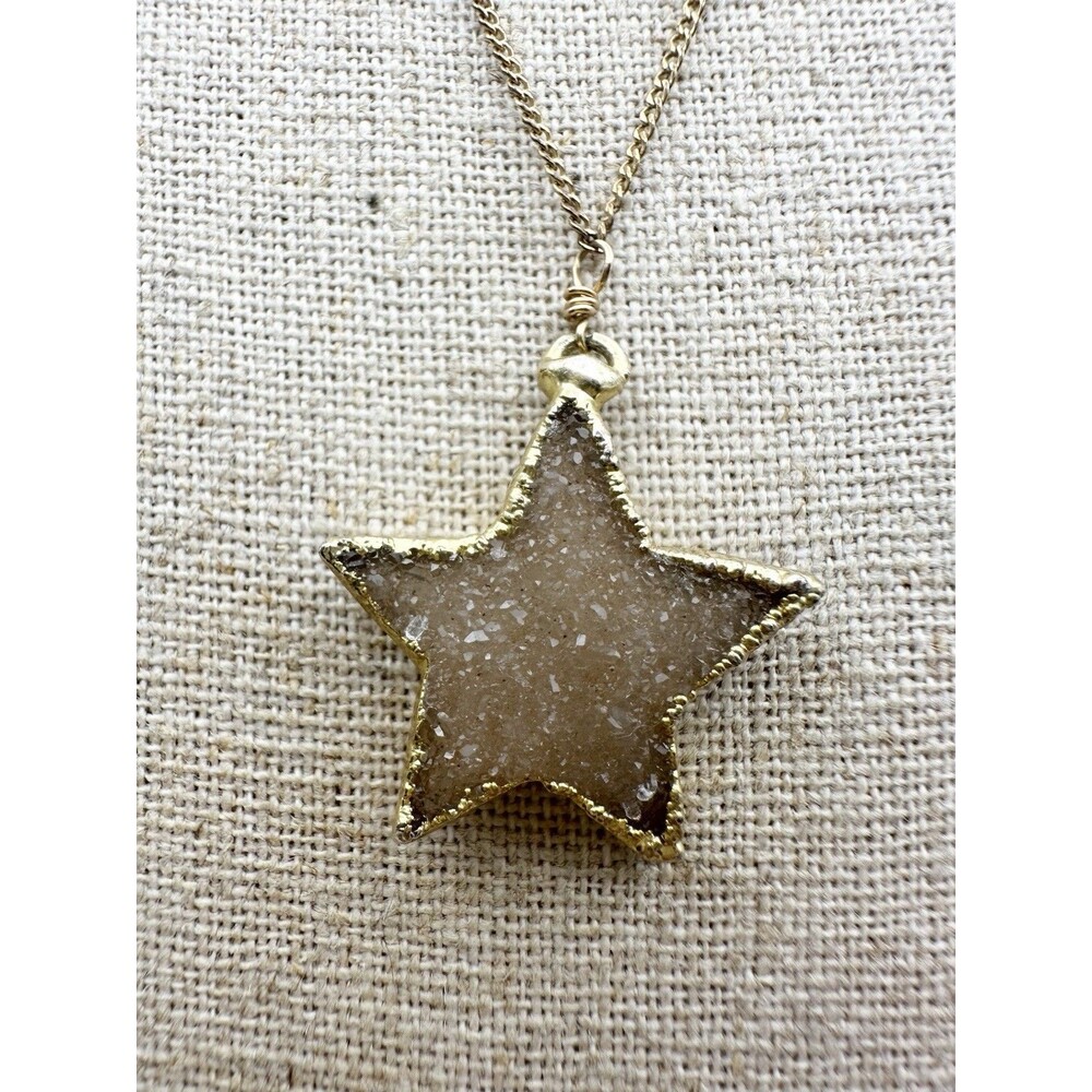 14k Gold Filled Star Druzy Pendant Necklace 18”